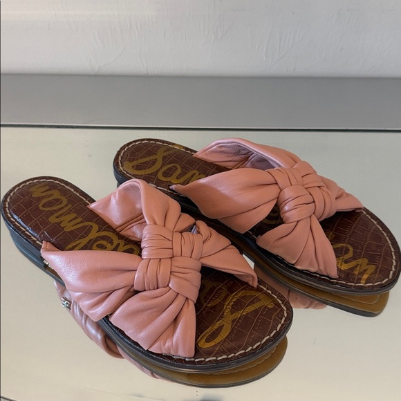 SAM EDELMAN Garson Pink Knotted Leather Slide Sandals Women’s Size 7.5 - Picture 4 of 16